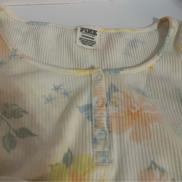 PINK Victoria's Secret Cream and Yellow Bodysuit with Floral Print - Picture 2 of 5